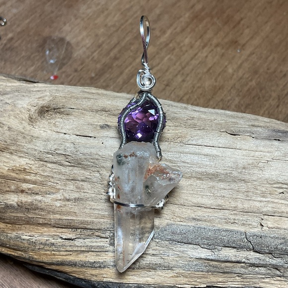 Quartz and Amethyst Wirewrap pendant